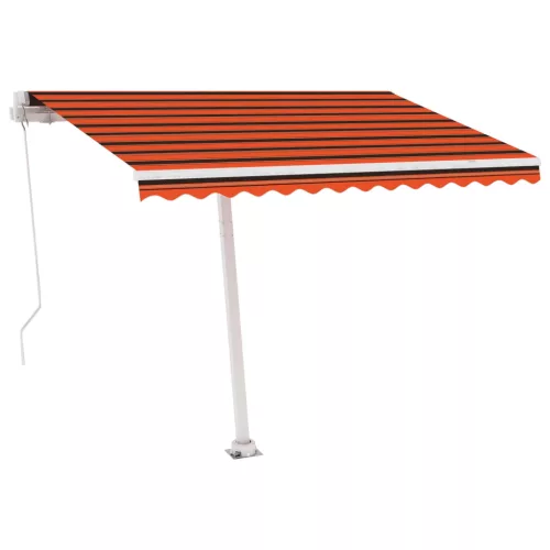 Narancs és barna kézzel kihúzható póznás napellenző 350x250 cm