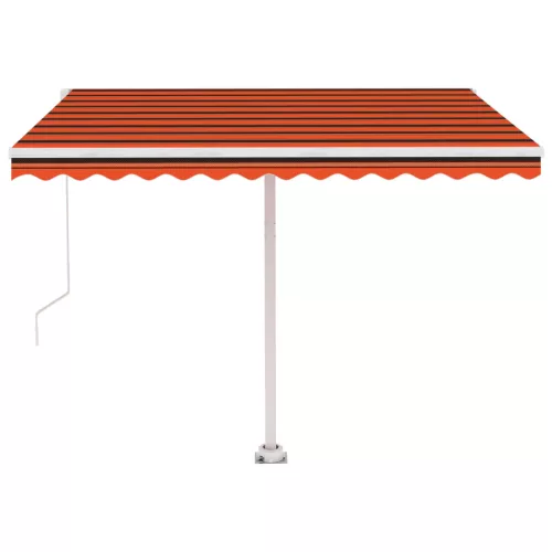 Narancs és barna kézzel kihúzható póznás napellenző 350x250 cm