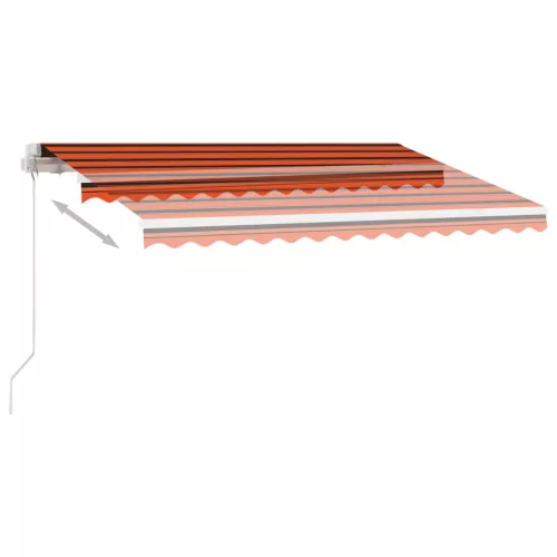 Narancs és barna kézzel kihúzható póznás napellenző 350x250 cm