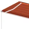 Narancs és barna kézzel kihúzható póznás napellenző 350x250 cm