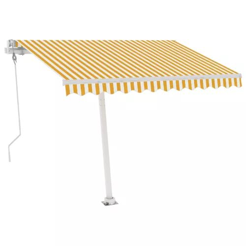 Sárga-fehér automata póznás napellenző 350 x 250 cm