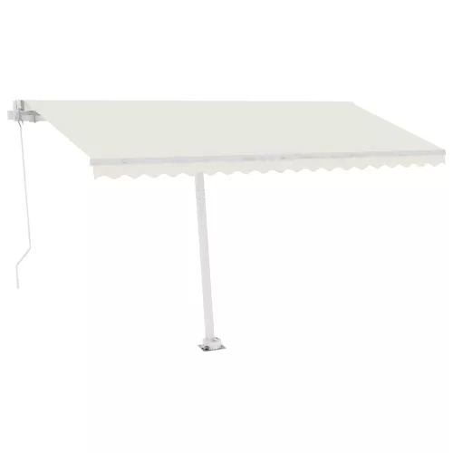 Krémszínű kézzel kihúzható póznás napellenző 400 x 300 cm