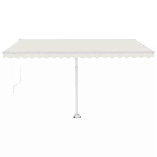 Krémszínű kézzel kihúzható póznás napellenző 400 x 300 cm