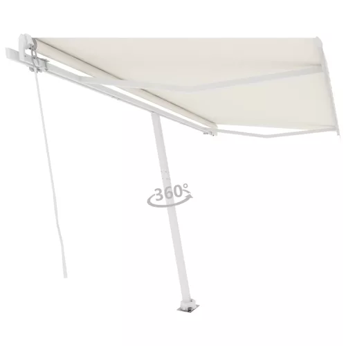 Krémszínű kézzel kihúzható póznás napellenző 400 x 300 cm