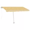 Sárga és fehér kézzel kihúzható LED-es napellenző 400 x 300 cm