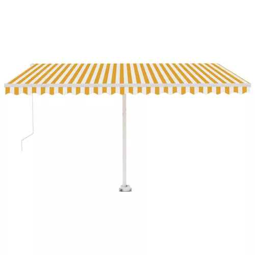 Sárga és fehér kézzel kihúzható LED-es napellenző 400 x 300 cm