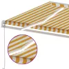 Sárga és fehér kézzel kihúzható LED-es napellenző 400 x 300 cm