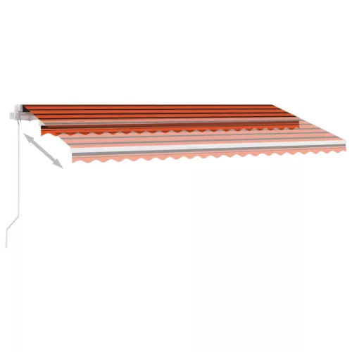 Narancs és barna kézzel kihúzható LED-es napellenző 400x300 cm