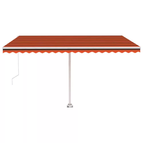 Narancs és barna kézzel kihúzható LED-es napellenző 400x300 cm