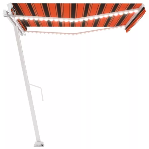 Narancs és barna kézzel kihúzható LED-es napellenző 400x300 cm