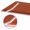 Narancs és barna kézzel kihúzható LED-es napellenző 400x300 cm