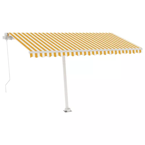 Sárga és fehér kézzel kihúzható LED-es napellenző 450 x 300 cm