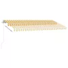 Sárga és fehér kézzel kihúzható LED-es napellenző 450 x 300 cm