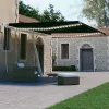 Antracitszürke kézzel kihúzható LED-es napellenző 450 x 300 cm
