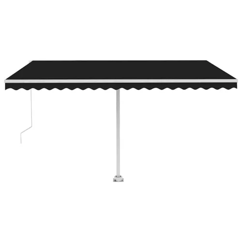 Antracitszürke kézzel kihúzható LED-es napellenző 450 x 300 cm