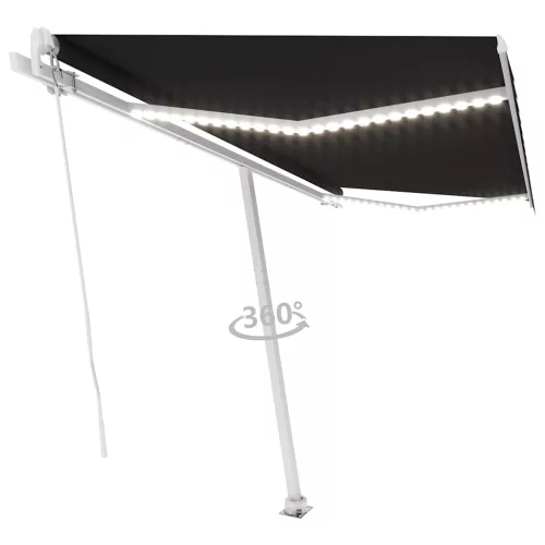 Antracitszürke kézzel kihúzható LED-es napellenző 450 x 300 cm
