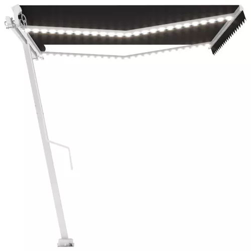 Antracitszürke kézzel kihúzható LED-es napellenző 450 x 300 cm