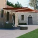 Narancs és barna kézzel kihúzható LED-es napellenző 450x300 cm