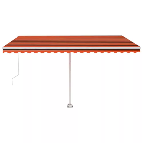 Narancs és barna kézzel kihúzható LED-es napellenző 450x300 cm
