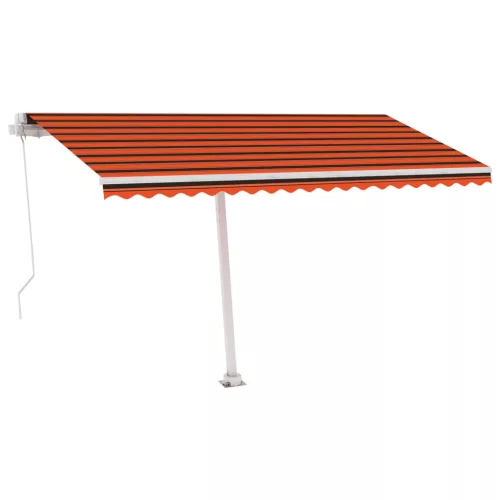 Narancs és barna kézzel kihúzható LED-es napellenző 450x300 cm