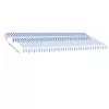 Kék és fehér automata póznás napellenző 450 x 300 cm