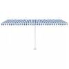 Kék és fehér kézzel kihúzható LED-es napellenző 500 x 300 cm