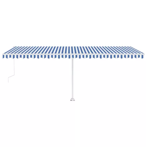 Kék/fehér automata szélérzékelős és LED-es napellenző 600x300cm