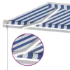 Kék/fehér automata szélérzékelős és LED-es napellenző 600x300cm