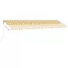 Sárga-fehér szélérzékelős és LED-es napellenző 600x300 cm