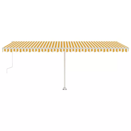 Sárga-fehér szélérzékelős és LED-es napellenző 600x300 cm