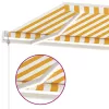 Sárga-fehér szélérzékelős és LED-es napellenző 600x300 cm