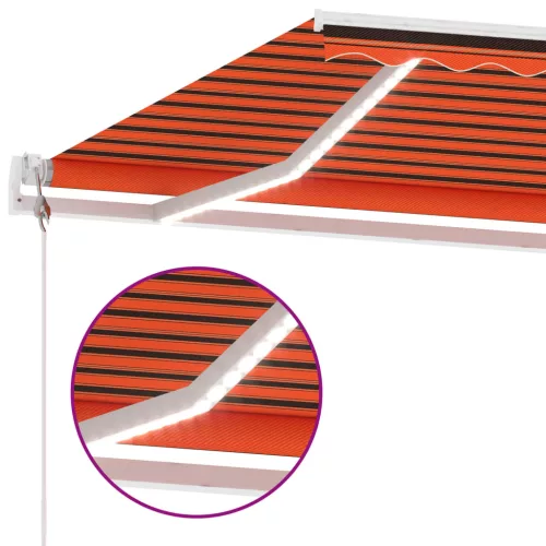 Narancssárga-barna szélérzékelős és LED-es napellenző 600x300cm