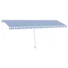 Kék és fehér kézzel kihúzható LED-es napellenző 600 x 350 cm