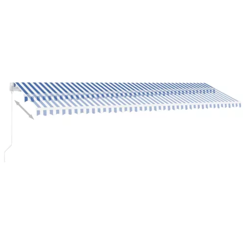 Kék és fehér kézzel kihúzható LED-es napellenző 600 x 350 cm