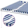Kék és fehér kézzel kihúzható LED-es napellenző 600 x 350 cm