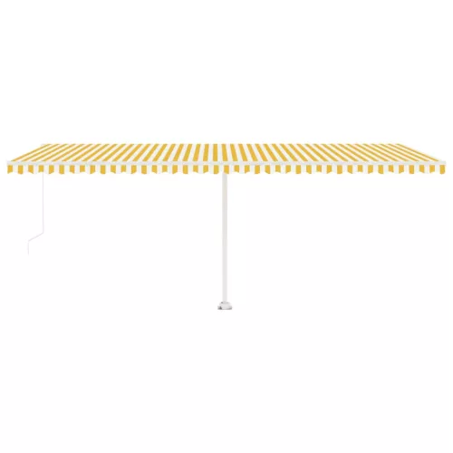 Sárga és fehér kézzel kihúzható LED-es napellenző 600 x 350 cm