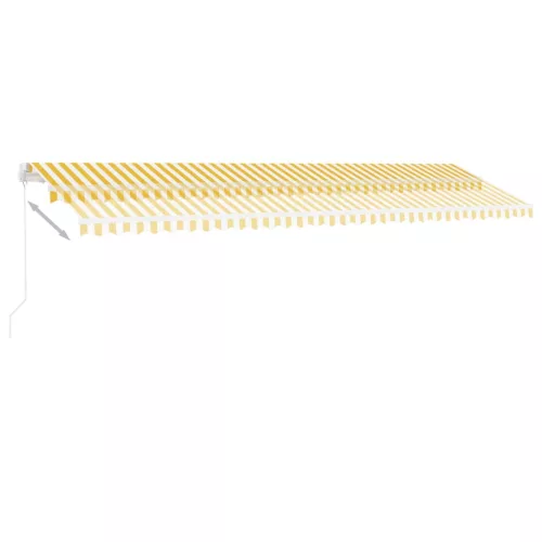 Sárga és fehér kézzel kihúzható LED-es napellenző 600 x 350 cm