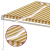 Sárga és fehér kézzel kihúzható LED-es napellenző 600 x 350 cm