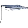 Kék és fehér kézzel kihúzható LED-es napellenző 350x250 cm