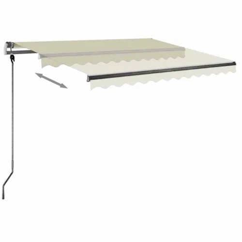 Krémszínű kézzel kihúzható LED-es napellenző 350 x 250 cm