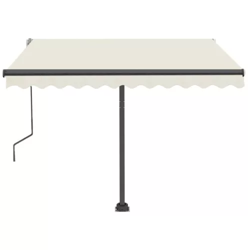 Krémszínű kézzel kihúzható LED-es napellenző 350 x 250 cm