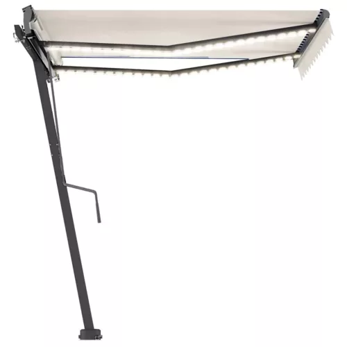 Krémszínű kézzel kihúzható LED-es napellenző 350 x 250 cm