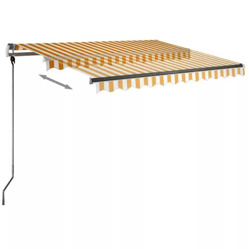 Sárga és fehér kézzel kihúzható LED-es napellenző 350 x 250 cm