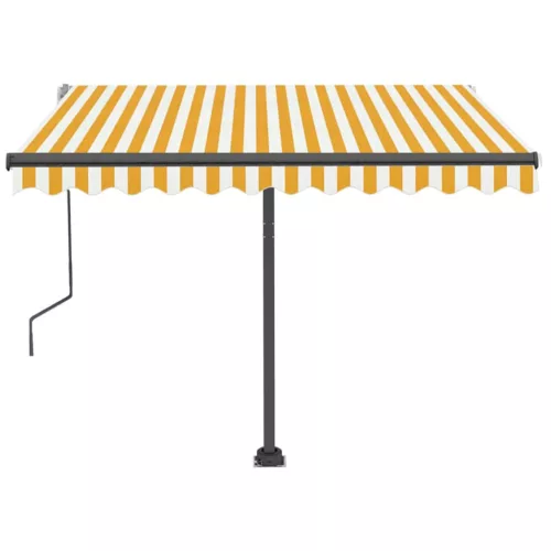 Sárga és fehér kézzel kihúzható LED-es napellenző 350 x 250 cm