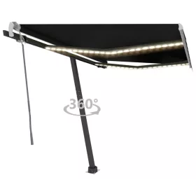   Antracitszürke kézzel kihúzható LED-es napellenző 350 x 250 cm