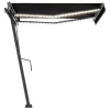 Antracitszürke kézzel kihúzható LED-es napellenző 350 x 250 cm