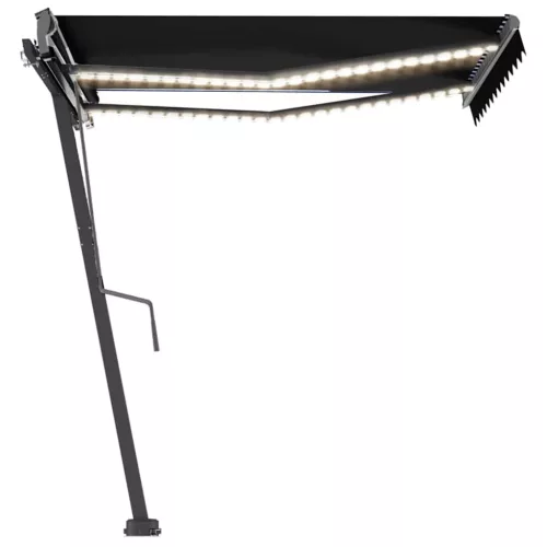 Antracitszürke kézzel kihúzható LED-es napellenző 350 x 250 cm