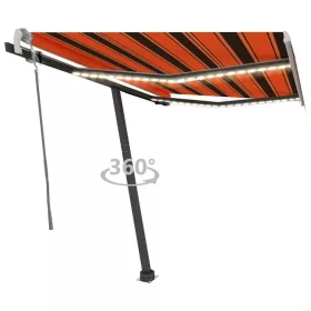   Narancssárga és barna kézzel kihúzható napellenző 350 x 250 cm