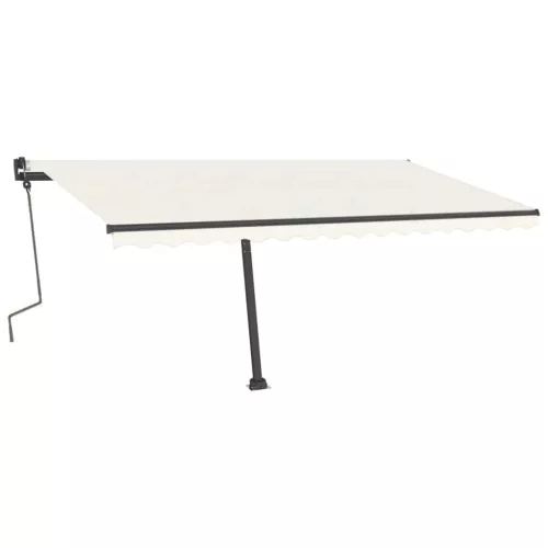 Krémszínű kézzel kihúzható póznás napellenző 400 x 300 cm