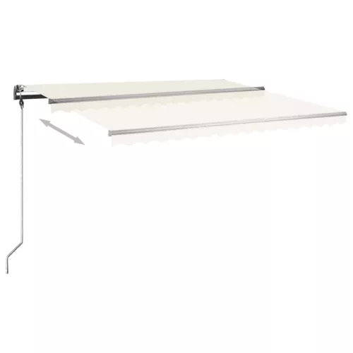 Krémszínű kézzel kihúzható póznás napellenző 400 x 300 cm
